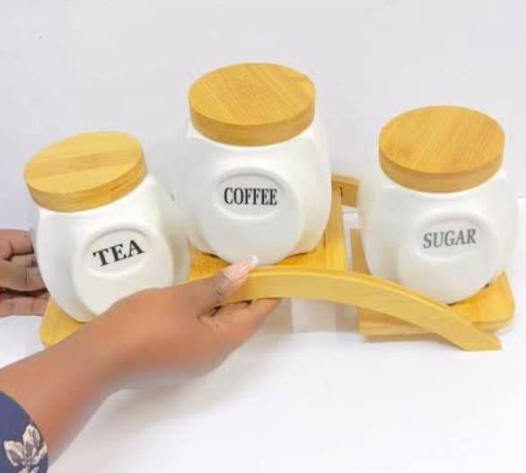 3pcs canisters set with Bamboo Stand