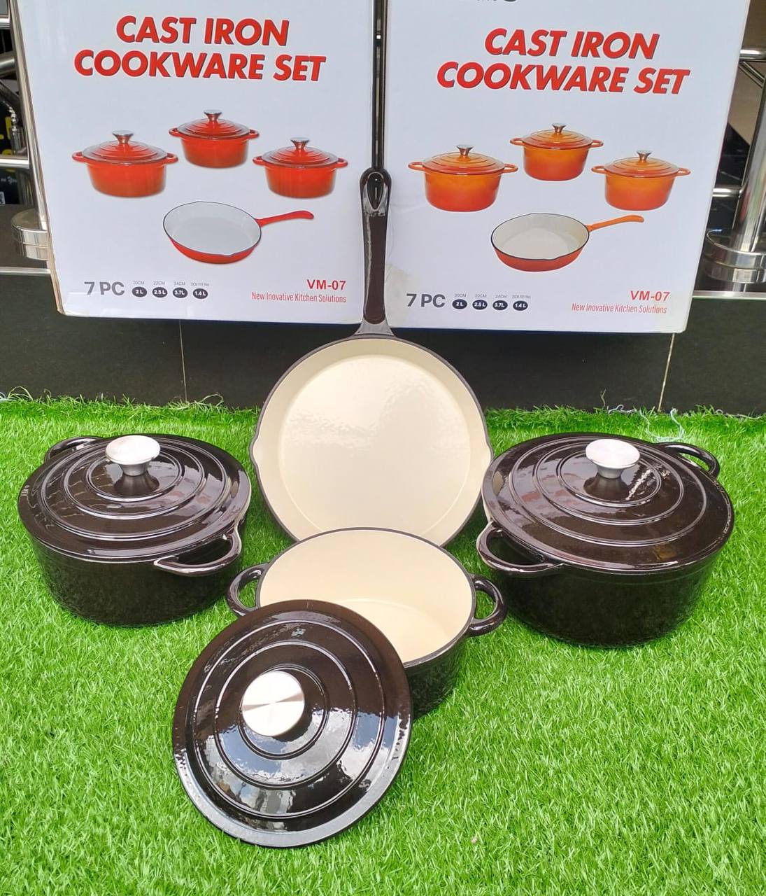7pcs Enamel Cast iron cooking pots