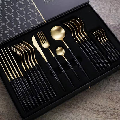 24pc stainless steel golden cutlery set