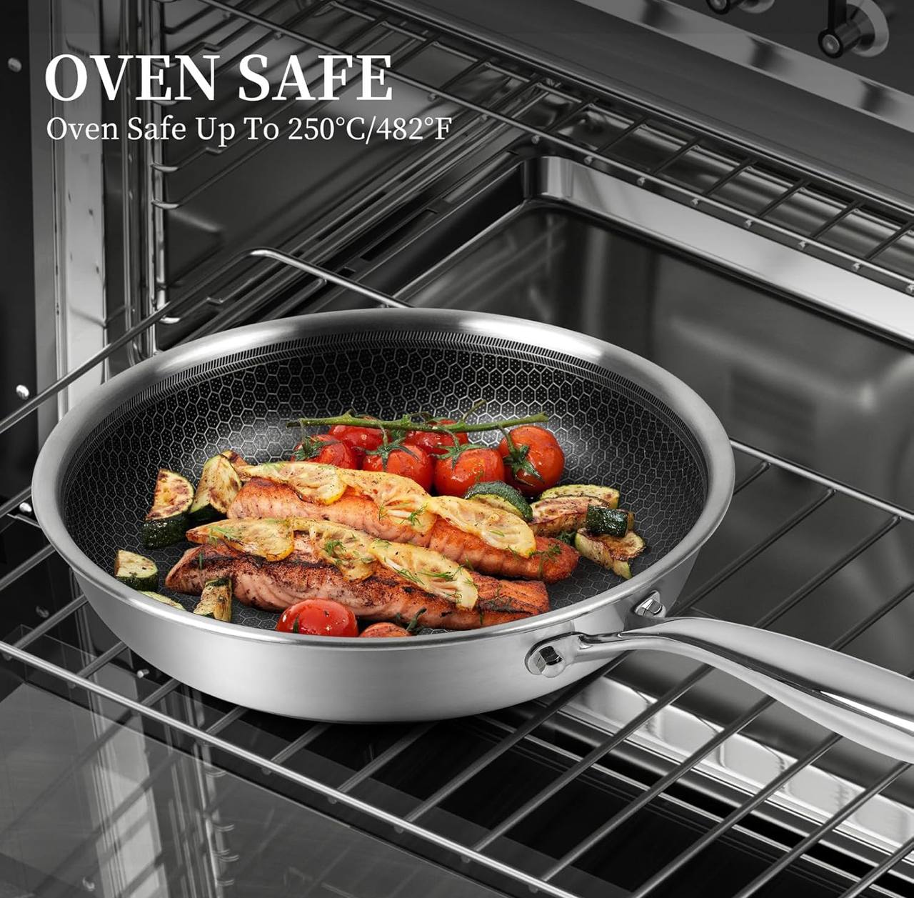 28cm Non-Stick Honeycomb Stainless Steel Frying Pan