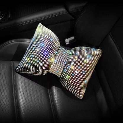 Universal luxury rhinestone diamond bowknot car headrest