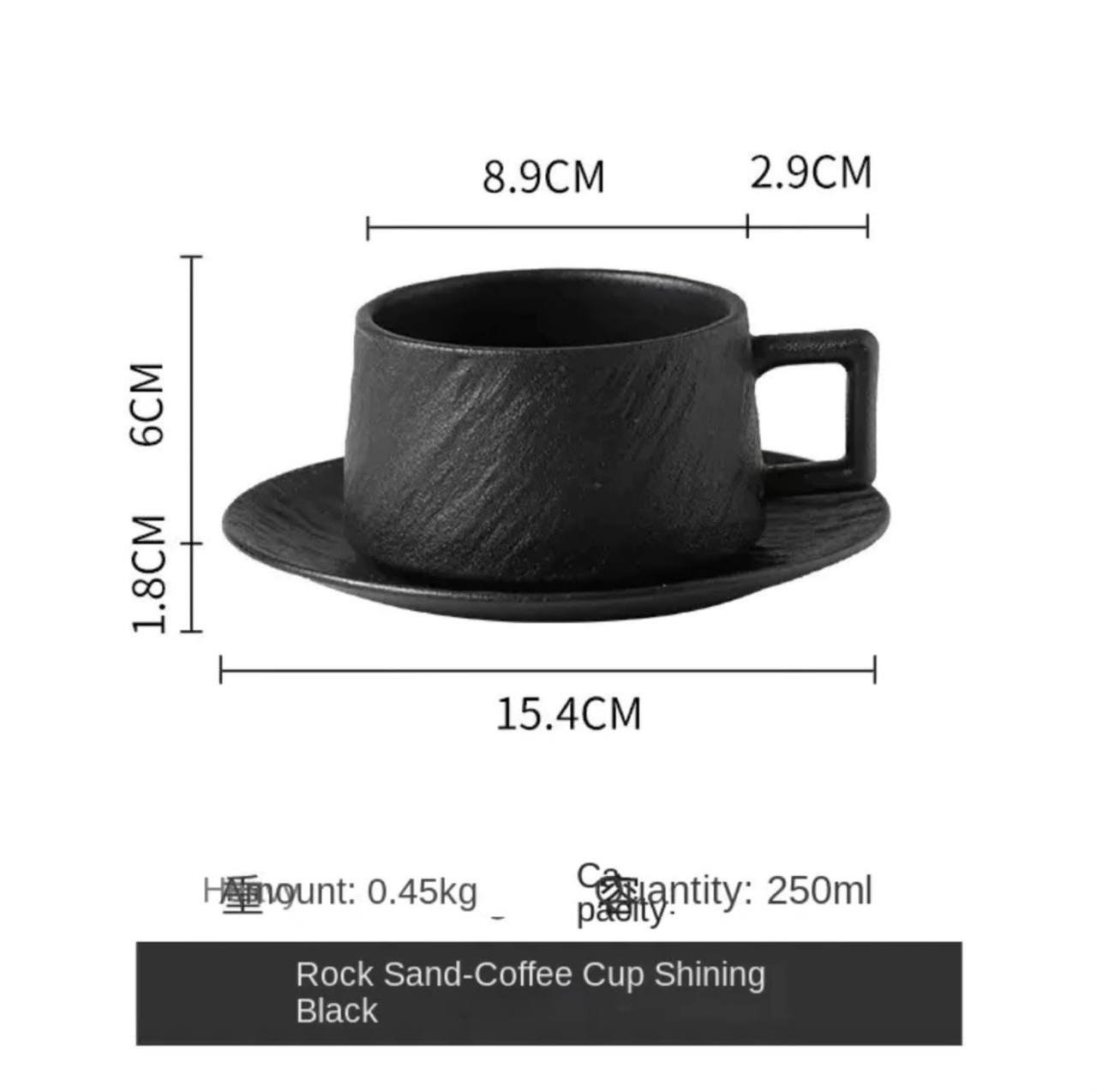 6pc set Black cup and saucer