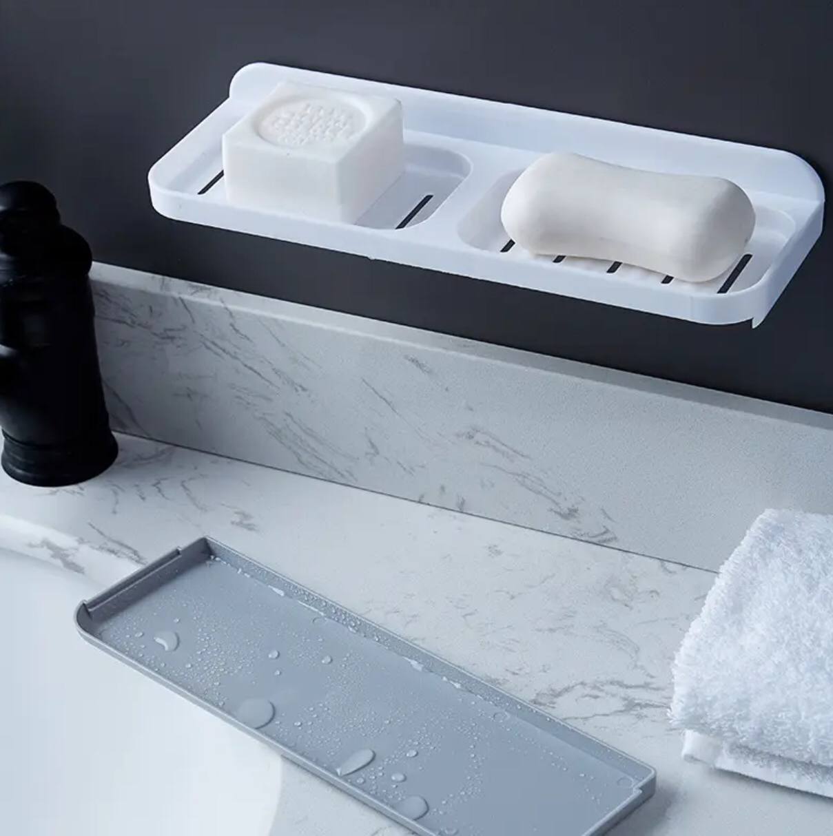 Wall-Mounted Self-Adhesive
 Bathroom Soap Dish Storage Organizer.