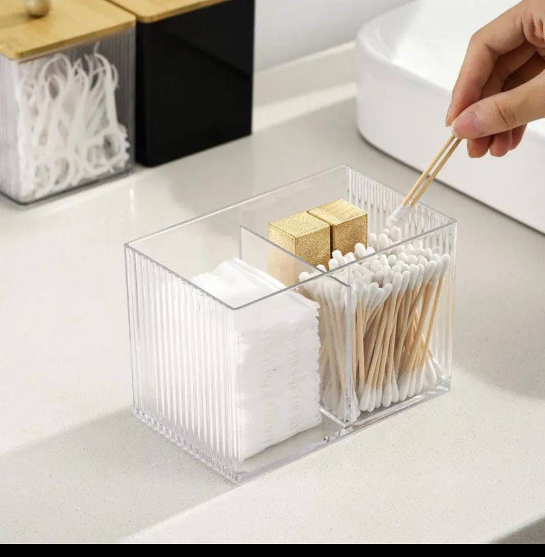 Acrylic Earbuds organizer 
With Bamboo cover