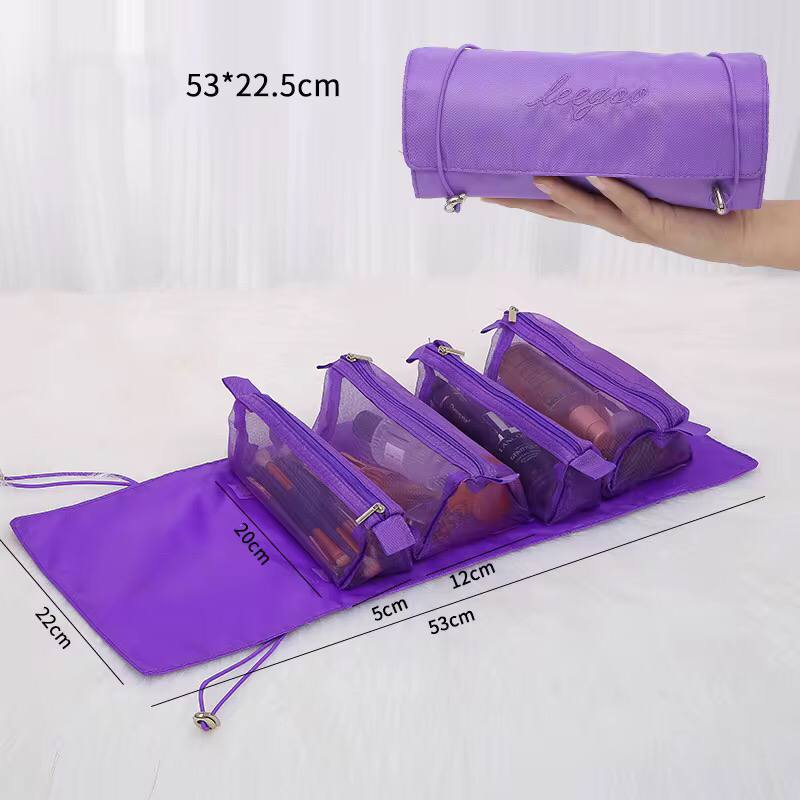 4 In1 Cosmetic Bag Nylon Mesh Detachable Makeup Bag