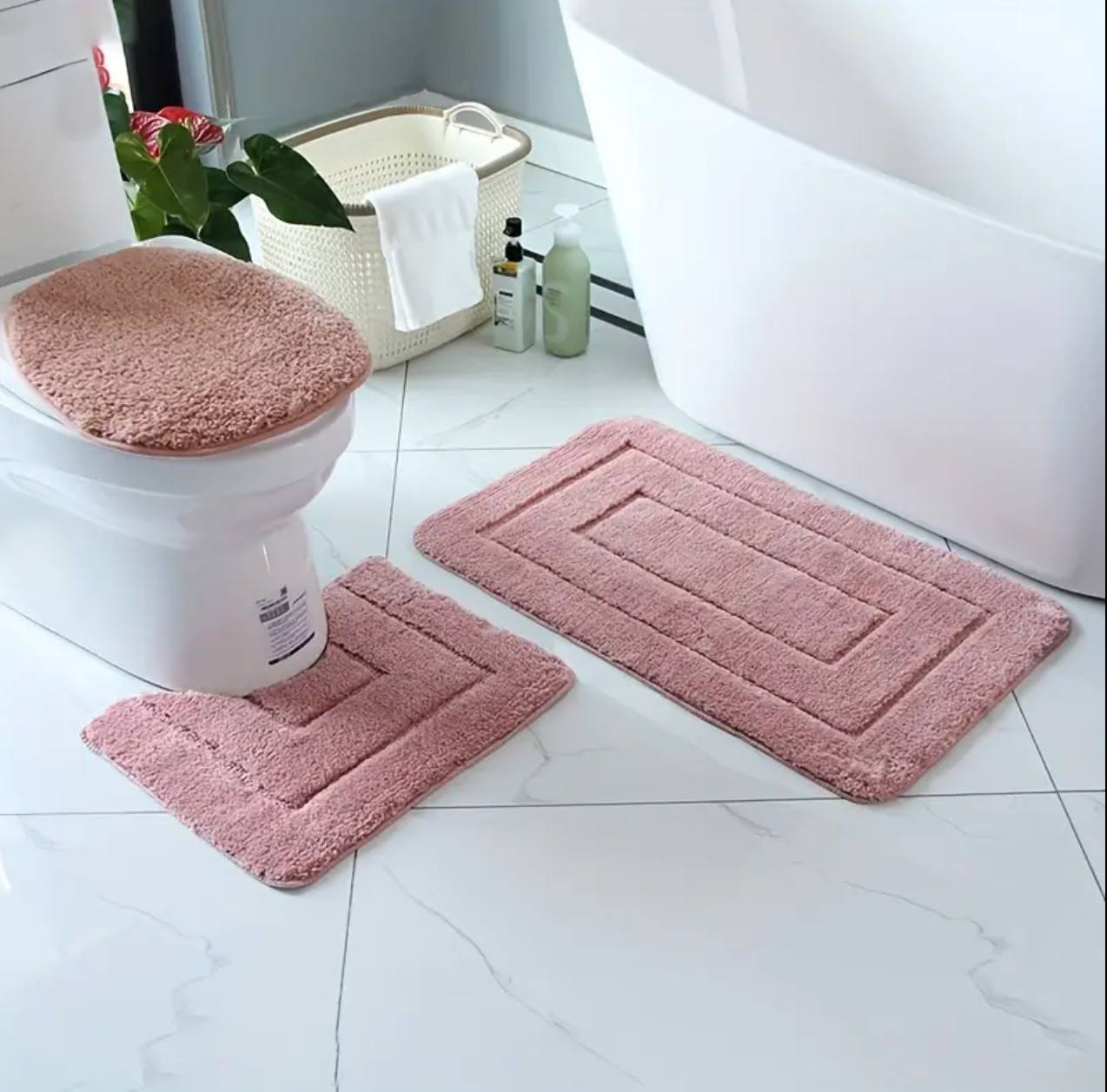 A set of 3 pc antslip toilet mats