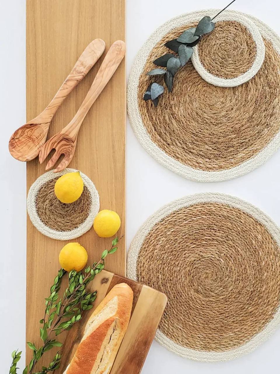 6Pcs Natural Handmade Straw Wooven Table mats