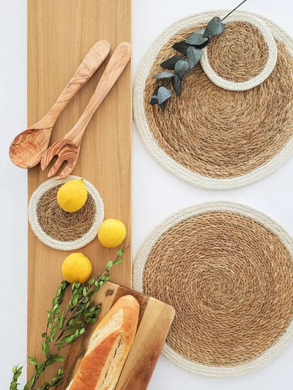 6Pcs Natural Handmade Straw Wooven Table mats