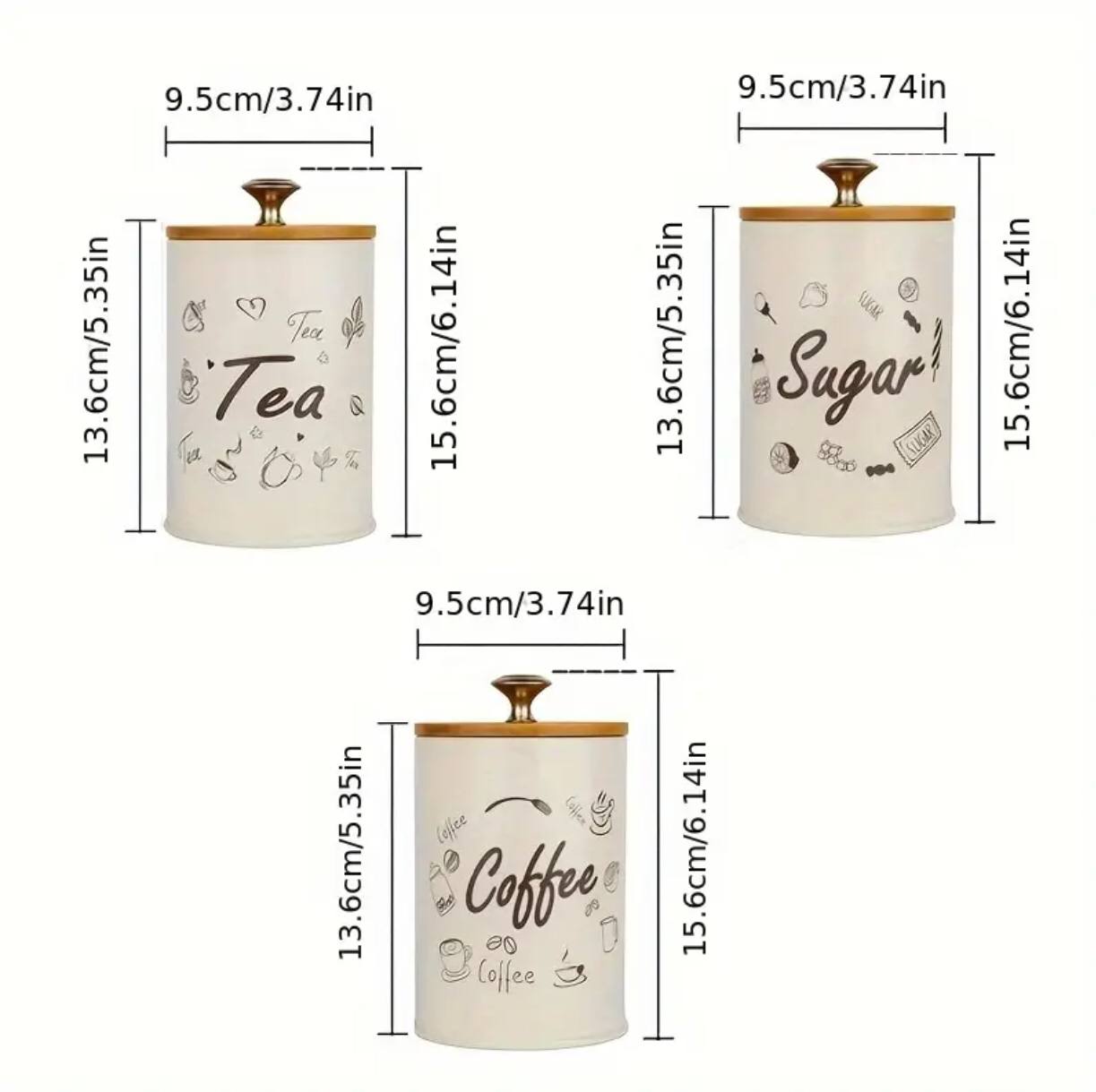 3pc Alloy  Canister Set with Bamboo Lid