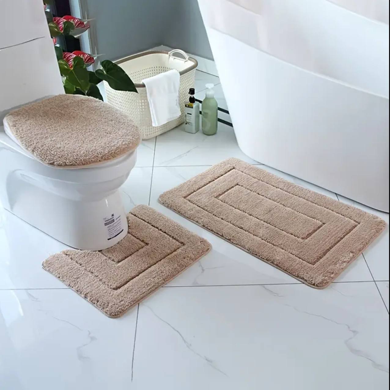 A set of 3 pc antslip toilet mats