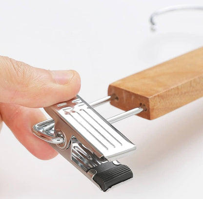 5pcs High Grade Natural Wooden Hangers Skirt Pants Hangers with Clips and 360° Swivel Hook