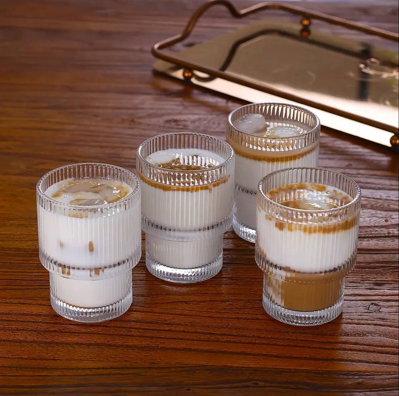 6pcs Ribbed Aesthetic Highball Crystal   glasses