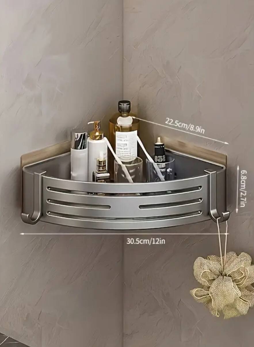 2pcs Corner Aluminum wall mounted Bathroom Shelf S