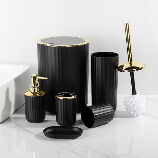 6 in luxury bathroom accessories set with touch of gold