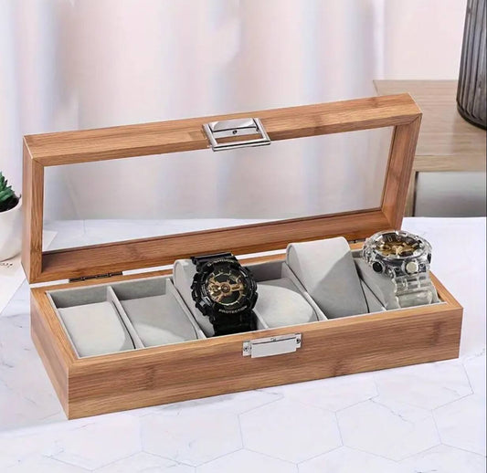 6 slots wooden watch organizer