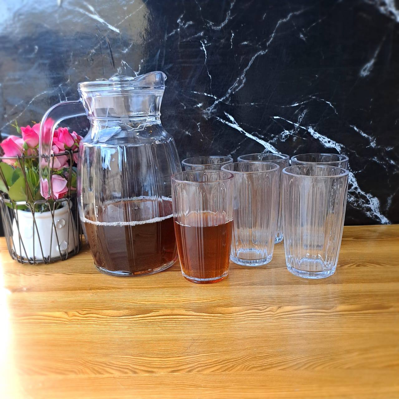 7pc drinkware set/2lt jug/6glasses