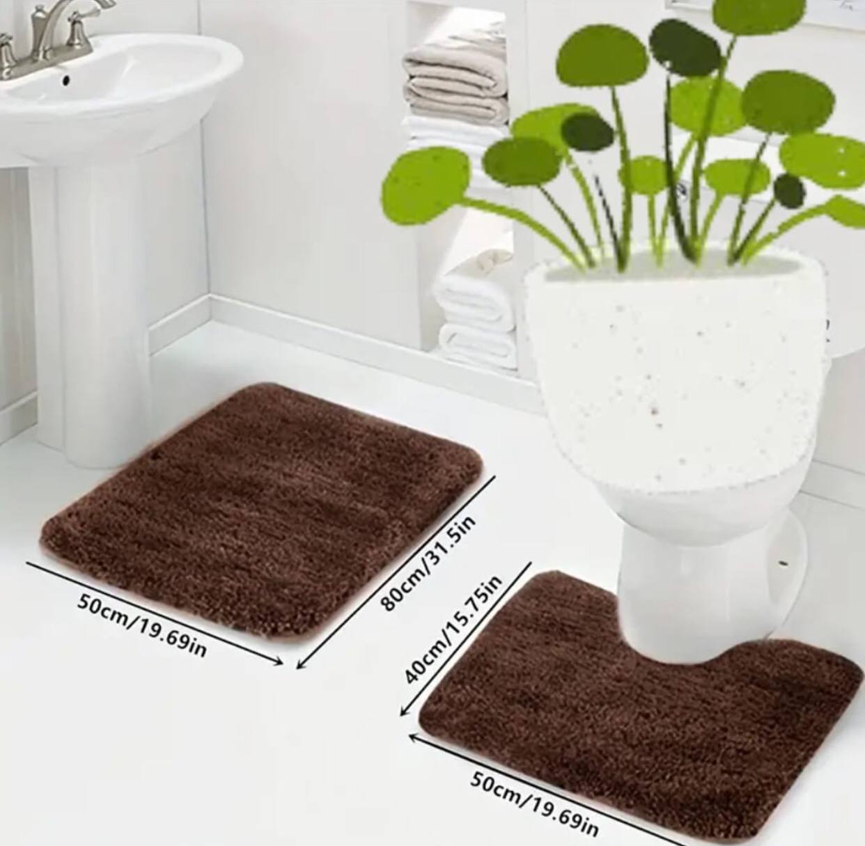 2pcs Ultra-Soft Plush Bath Mat Set