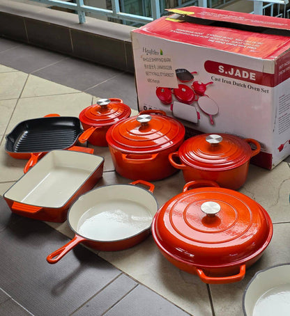 11pcs Enamel Cast Iron Cooking Pots
