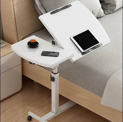Adjustable Overbed Laptop Table with Wheels Multi-Purpose Rolling Bedside Table