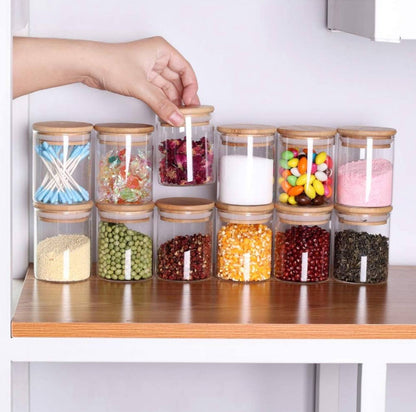 12pcs Round Glass spice jar set