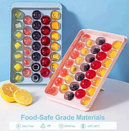 33 grid mini round ice cube tray mold with lid