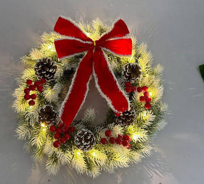 35cm Pre-Lit Christmas Wreath Decoration
