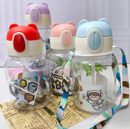 600ml Kids water bottles   with straws and carrier string