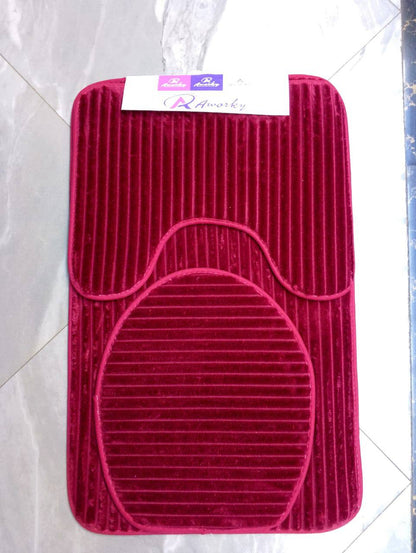 3 Piece Toilet Mat Set