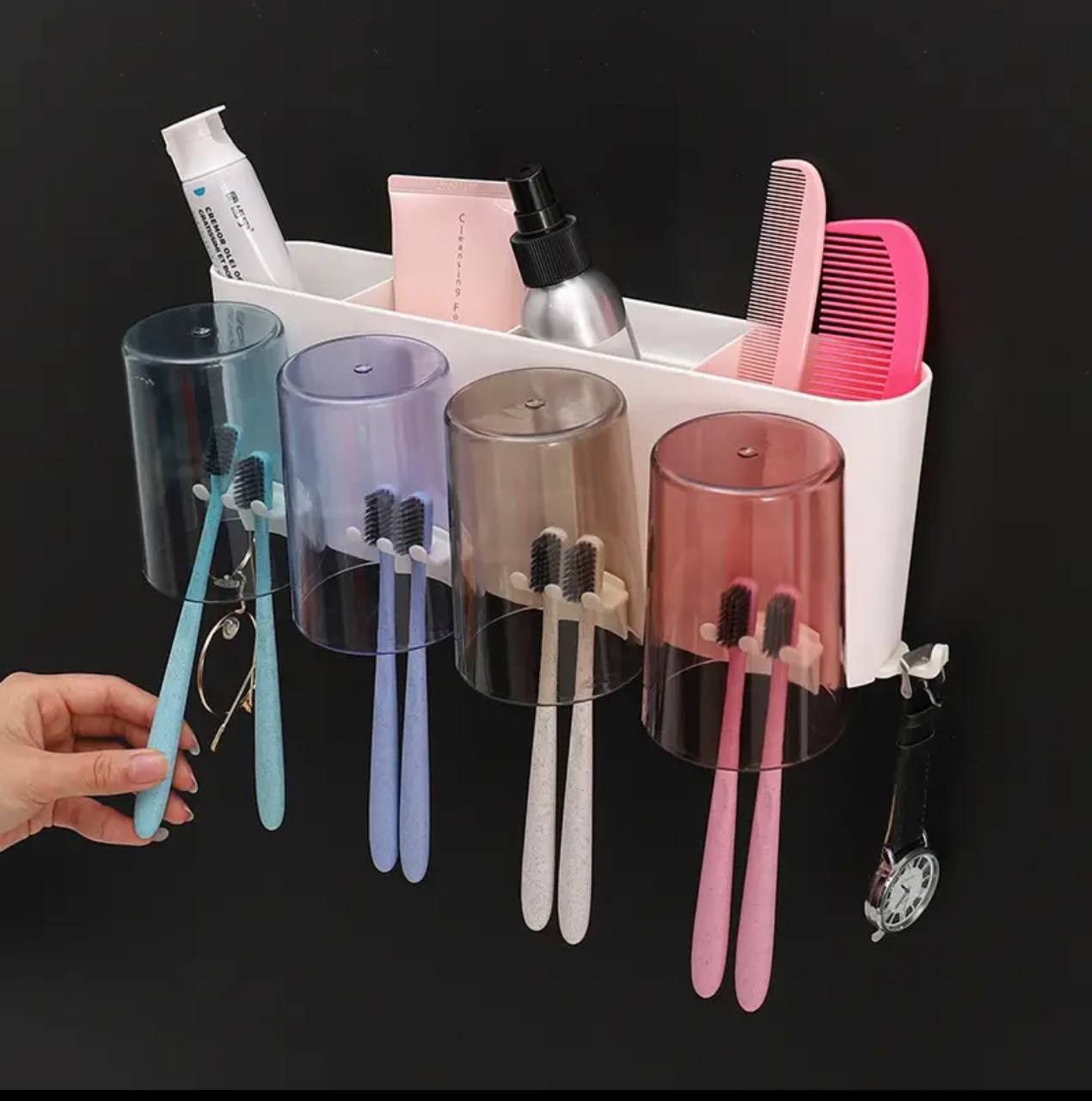 Wall mounted tooth brush holder