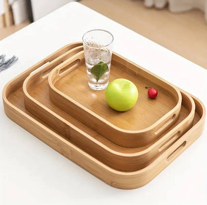3 piece bamboo/wooden  tray set