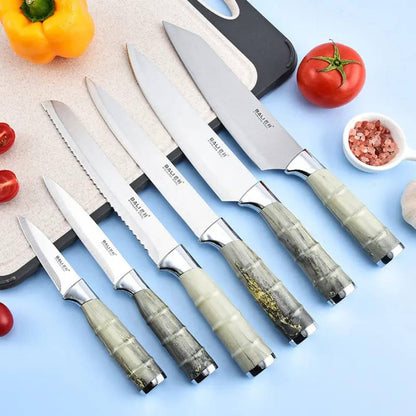 7pcs High quality Stainless steel knife set with Bamboo handle