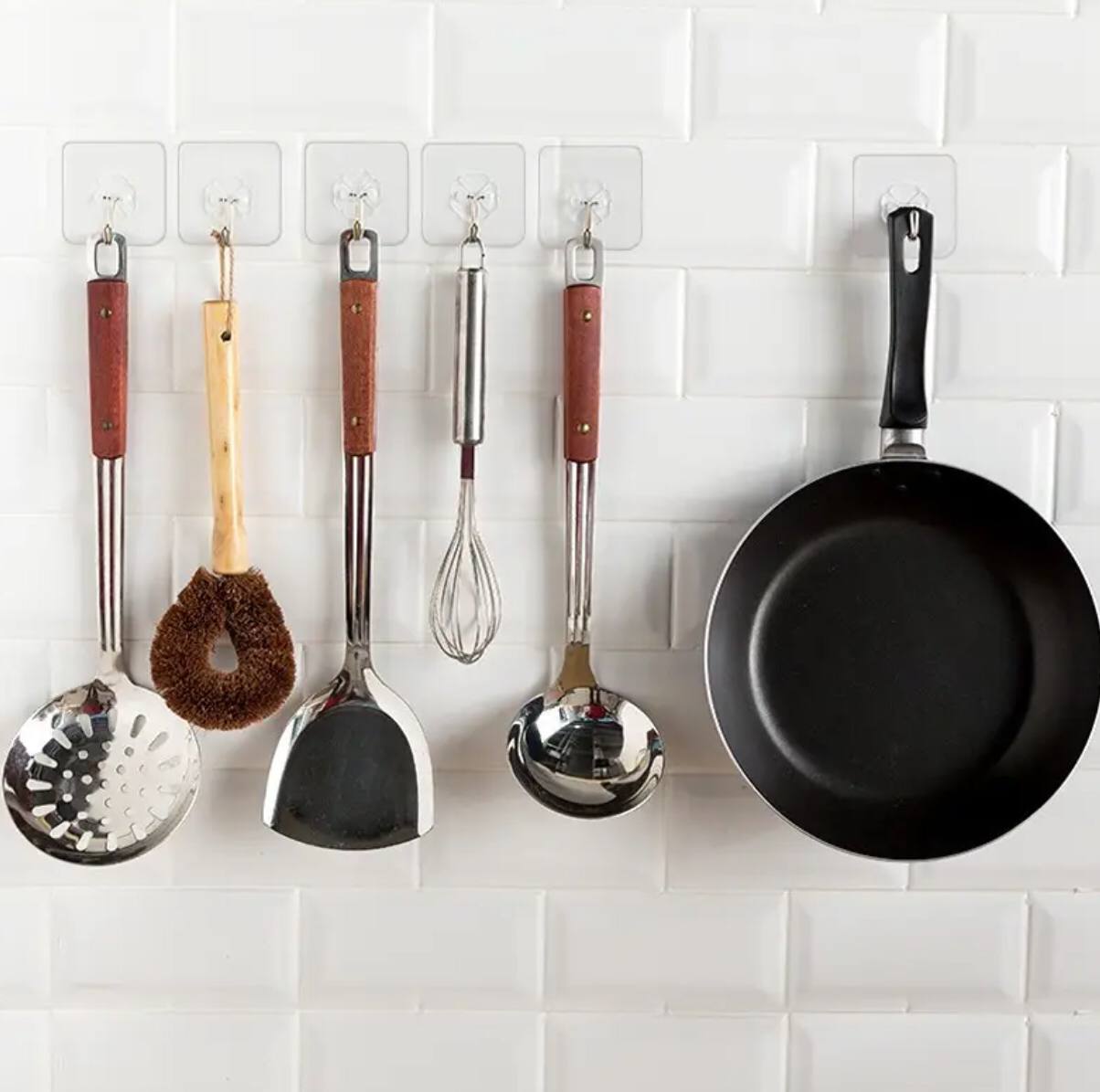 10PCS  Transparent Stainless Steel Strong Self Adhesive Hooks