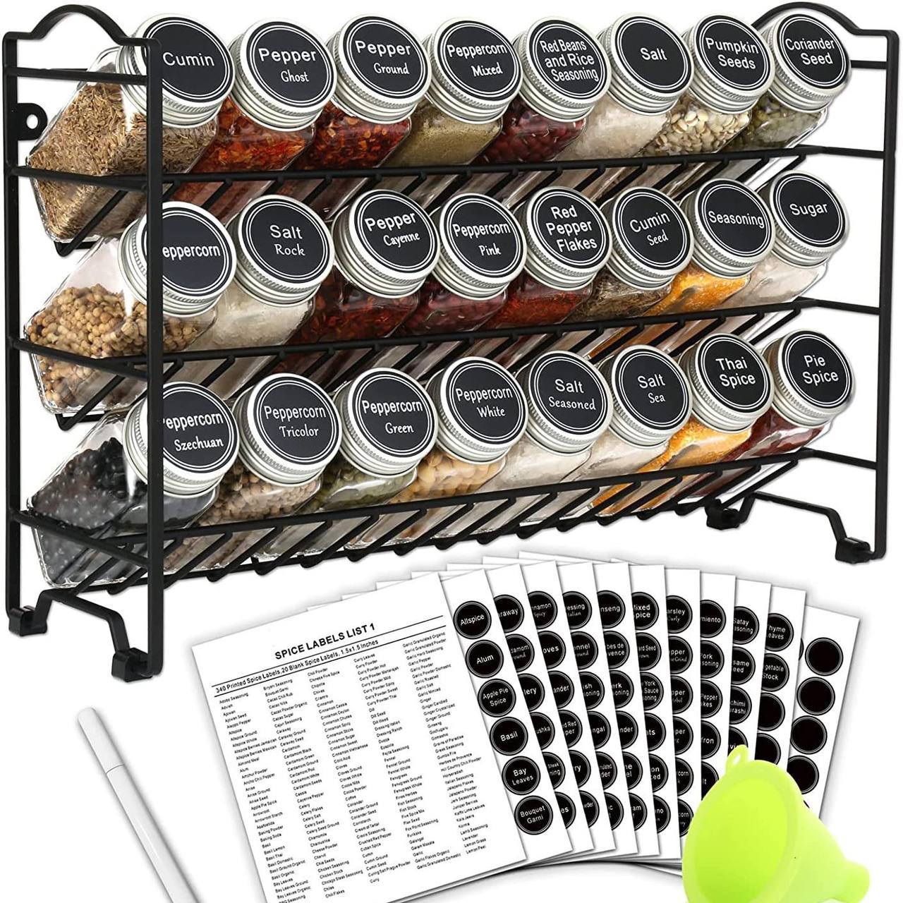 24pcs spice jars with organizing rack