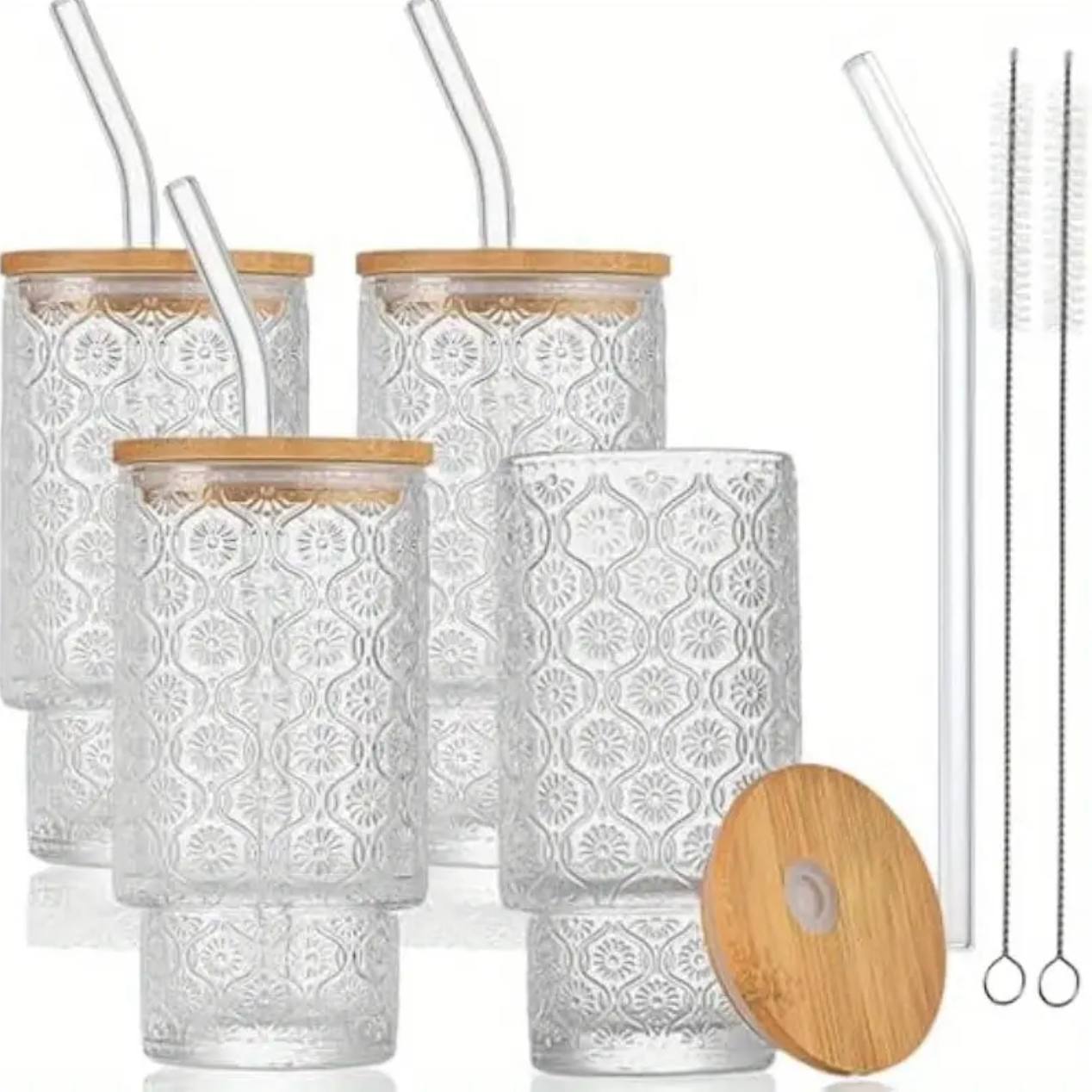 4pcs set Aesthetic Highball crystal ribbed  glasses