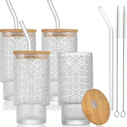 4pcs set Aesthetic Highball crystal ribbed  glasses