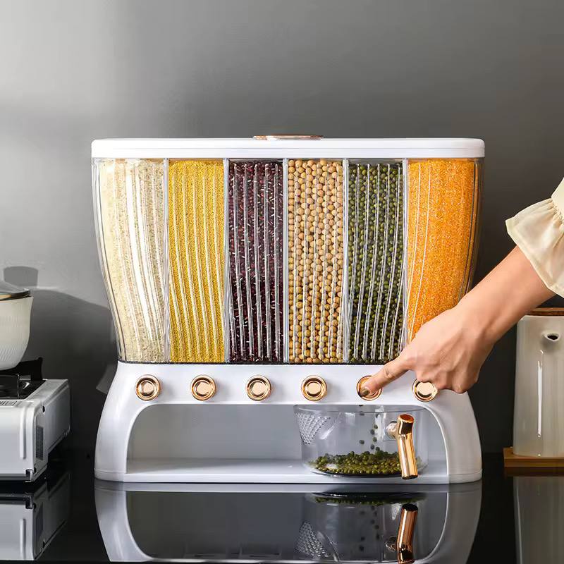 Acrylic Partitioned Rice/Cereal Dispenser