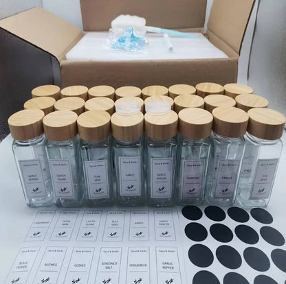 29 PCS SET GLASS STORAGE JARS  WITH BAMBOO LID