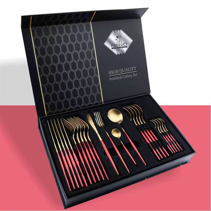 24pc stainless steel golden cutlery set