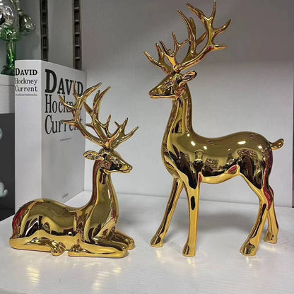 2pcs European Style Fashionable Gold Electroplated Resin Deers
