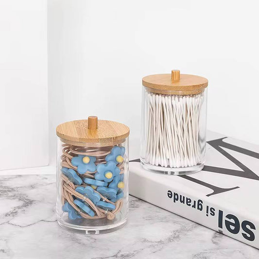 Acrylic Qtip storage jar/ cotton buds / earbuds jars