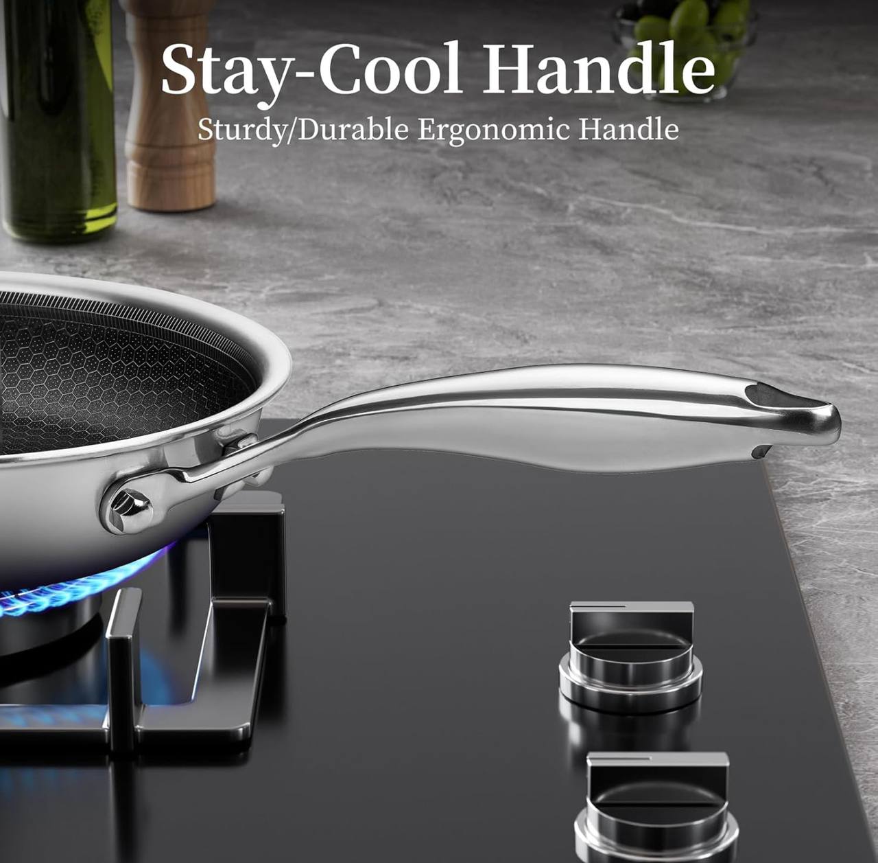 28cm Non-Stick Honeycomb Stainless Steel Frying Pan