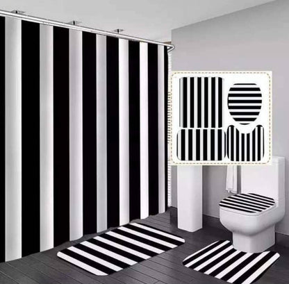 4 pcs set bathroom shower curtain set