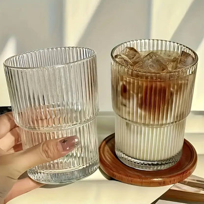 6pcs Ribbed Aesthetic Highball Crystal   glasses