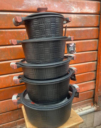 12pcs UCCLIFE granite cookware set with checked print