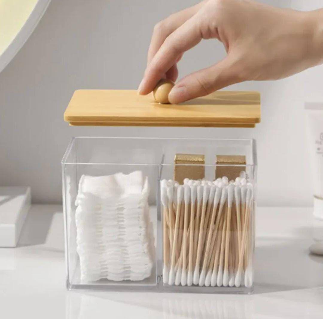 Acrylic Earbuds organizer 
With Bamboo cover