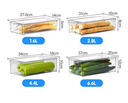 4 pcs Big capacity BPA-Free Stackable acrylic Fridge Organizer Bins with Lids