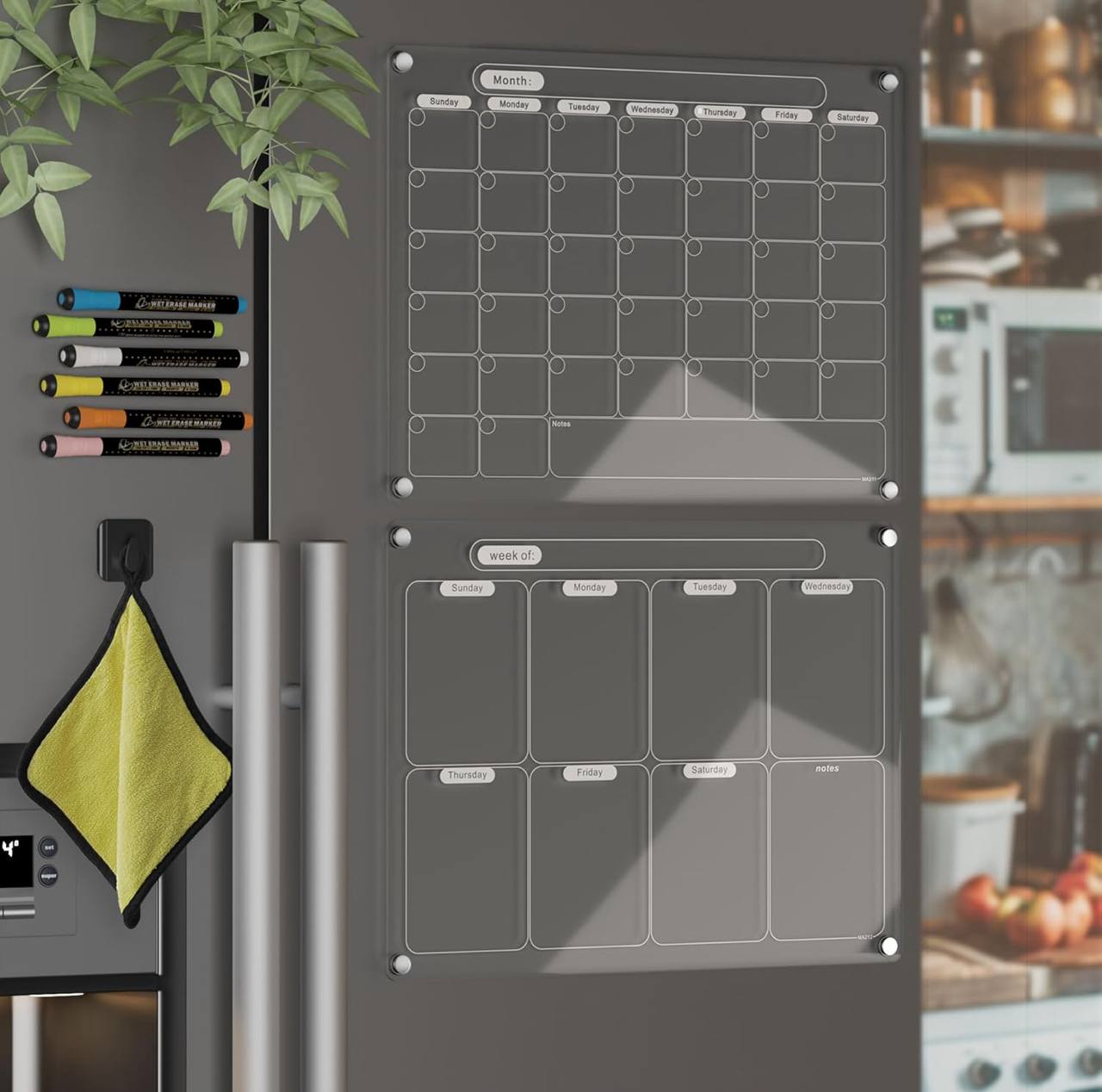 2 pcs set magnetic Montly/ WEEKLY fridge planner