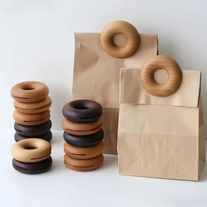 Wooden Food Sealing Clip Donut Sets