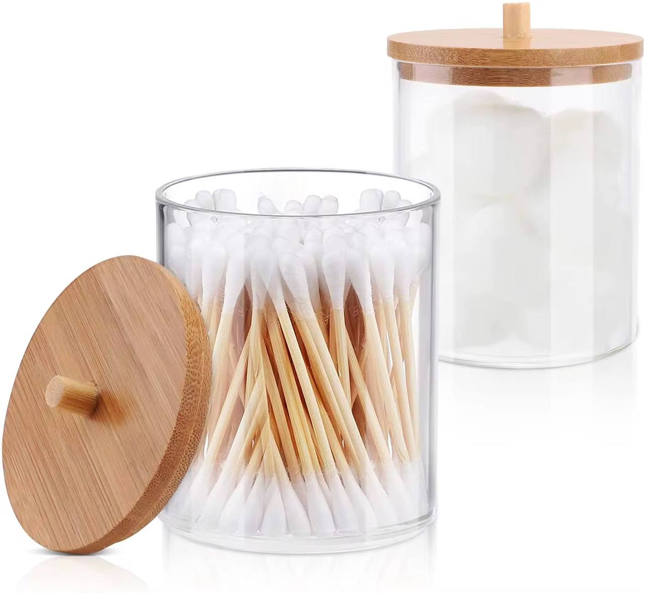 Acrylic Qtip storage jar/ cotton buds / earbuds jars