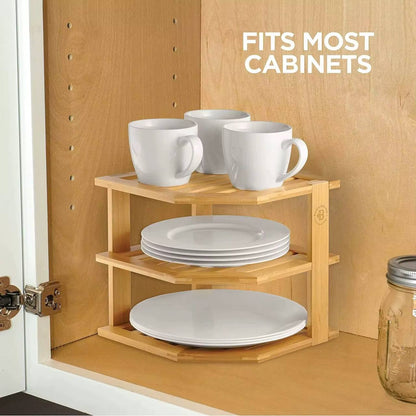 3 tier CORNER BAMBOO KITCHEN STORAGE SPICE RACK